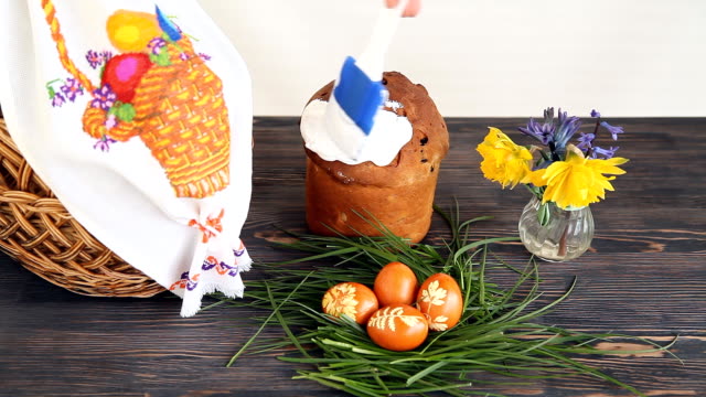 Easter-cake-and-colored-eggs