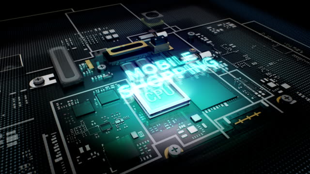 Hologramme-typo'Mobile-bedeutet.-CPU-Chip-Schaltung,-wachsen-künstlicher-Intelligenz.
