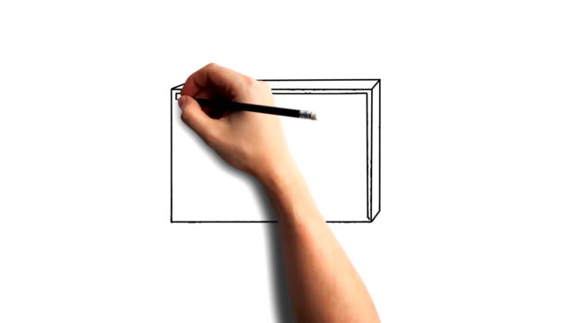 Whiteboard-Stop-Motion-Stil-Animation-Handzeichnung-den-alten-Fernseher