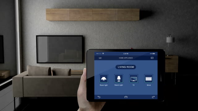 Touching-IoT-smart-pad,-tablet-application,-Living-room-TV,-Light-bulb,-Blind-energy-saving-efficiency-control,-Smart-home-appliances,--internet-of-things.
