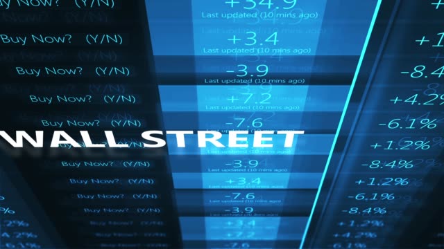 Wall-Street-Typografie-über-filmische-blaue-Börsenticker