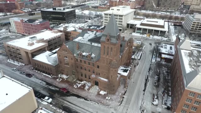 aerial-view,-america,-winter,-snow,-church