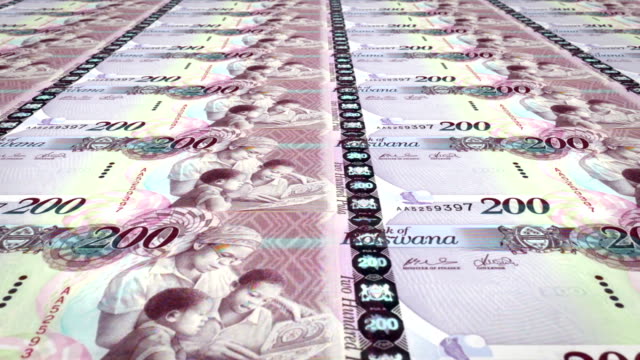 Banknoten-der-zweihundert-Pula-von-Botswana,-Bargeld,-Schleife