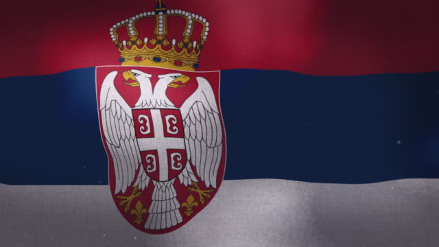 Serbien-nationale-Fahnenschwingen-