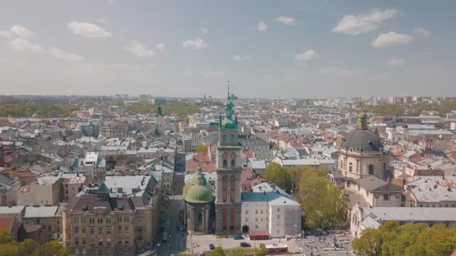 Lvov,-Ukraine.-Aerial-City-Lviv,-Ukraine.-Panorama-of-the-old-town.-Dominican