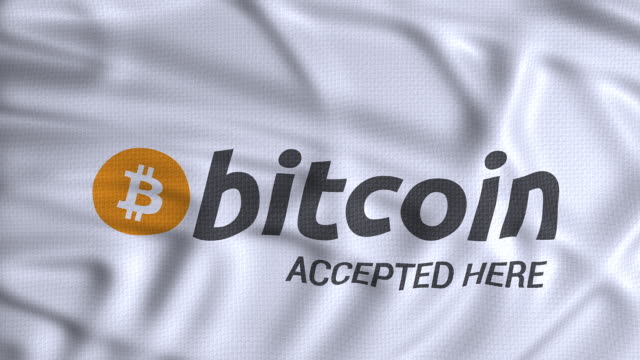 Bitcoin-Logo-akzeptiert-hier-Flagge-Animation