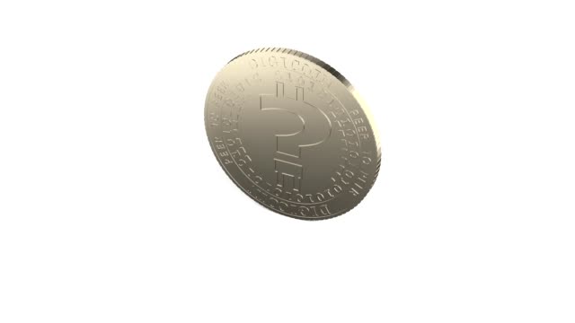 Silver-digital-coin-of-question-mark-rotating.-3D-rendering.-animation.