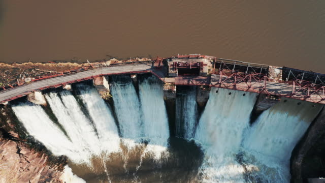 Aerial-view;-drone-moving-over-old-water-reservoir