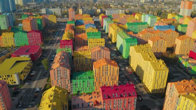 Aerial-view-of-colorful-buildings-in-european-city