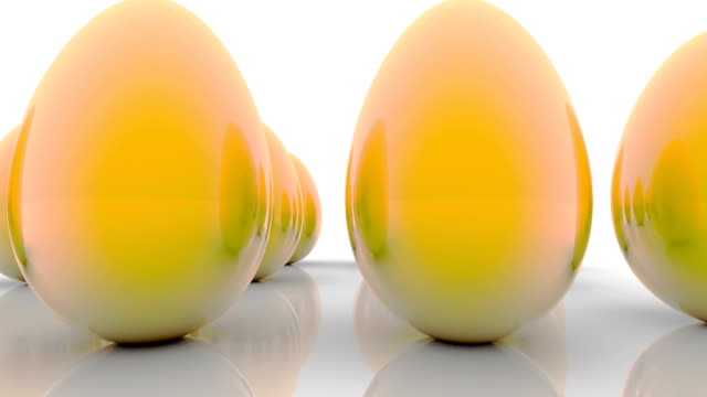 Abstrakte-goldene-Eier-auf-Weiß