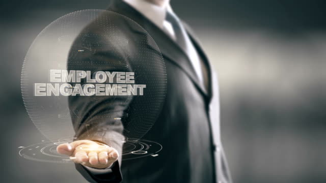 Mitarbeiterengagement-mit-Hologramm-Geschäftsmann-Konzept