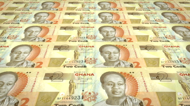 Billetes-de-dos-cedis-ghaneses-de-Ghana,-dinero-en-efectivo,-lazo