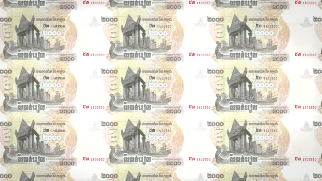 Billetes-de-2-mil-camboyanos-riels-de-Camboya,-dinero-en-efectivo,-lazo