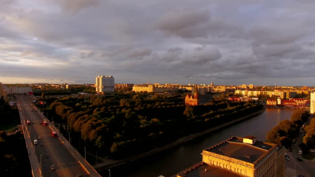 Aerial:-Sunset-over-the-Cathedral-of-Kaliningrad