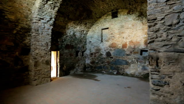 Remains-of-ancient-stone-castle-inside-view,-architectural-heritage,-history
