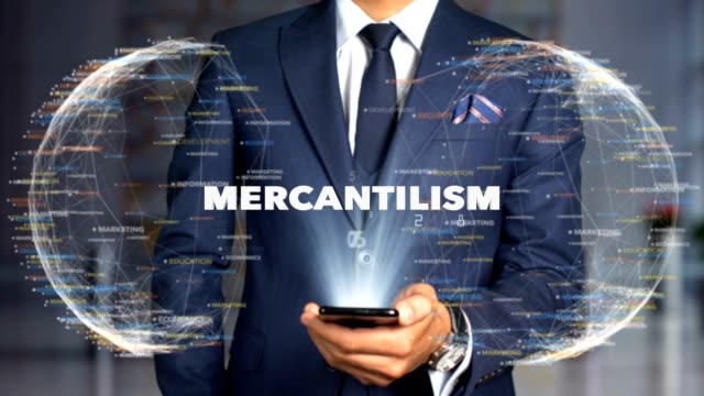 Geschäftsmann-Hologramm-Concept-Economics-Mercantilism