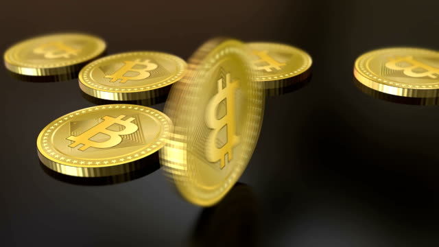 Virtual-cryptocurrency-golden-Bitcoin-symbol-video-animation