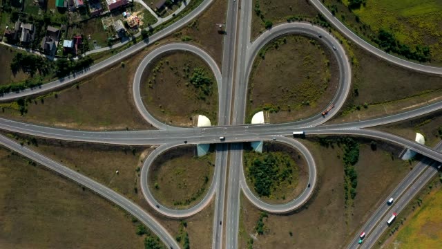 Large-car-interchange,-aerial-shot.-Route-Kiev-Zhytomyr