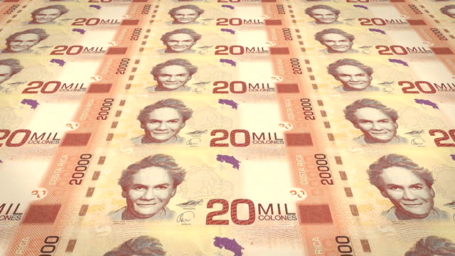 Billetes-de-20-mil-colones-de-Costa-Rica,-dinero-en-efectivo,-lazo