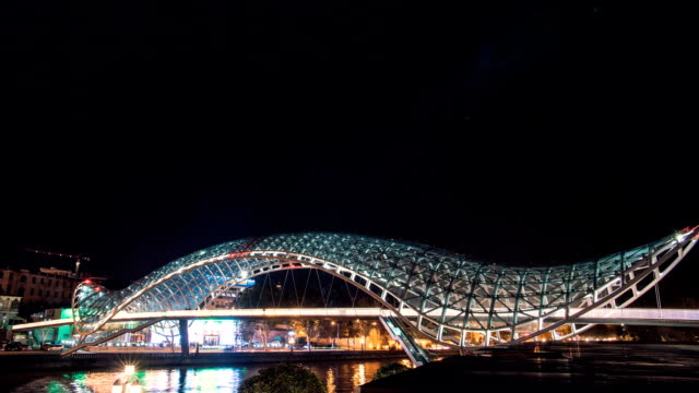 FullHD-Timelapse-of-Bridge-of-Peace.-Tbilisi,-Georgia