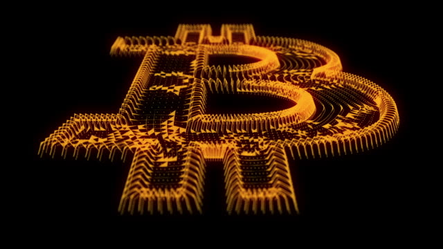 Digital-bitcoin-logo-in-cyber-style