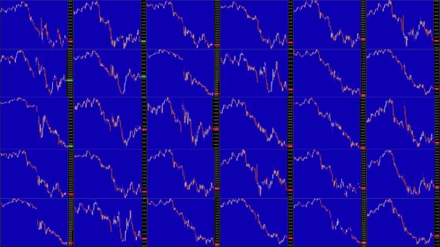 Timelapse-Bildschirm.-Schnell-die-Zeit.-Technische-Marktanalyse.-Trading-range