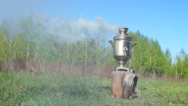 The-boiling-samovar.-Tea-Party-in-nature.