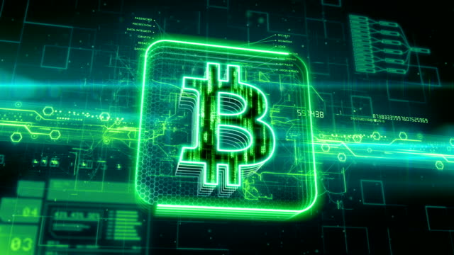 Bitcoin-icon-on-abstract-green-background