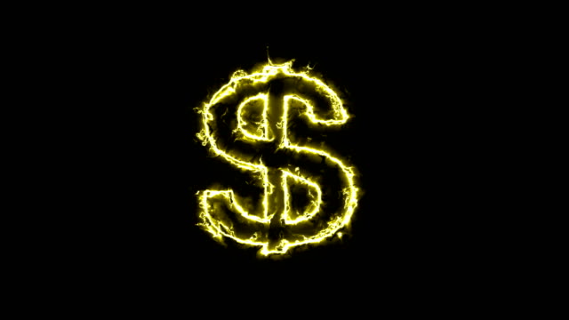 American-dollar-sign,-silhouette-in-glowing-energy-aura.-Two-color-solutions