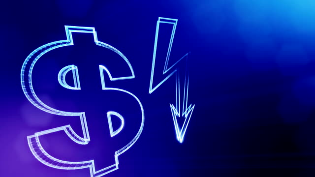 dollar-sign-and-emblem-of-lighting-bolt.-Finance-background-of-luminous-particles.-3D-loop-animation-with-depth-of-field,-bokeh-and-copy-space-for-your-text.-Blue-v6