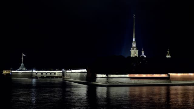 old-building-and-castle-walls-of-Peter-and-Paul-Fortress-in-night-time