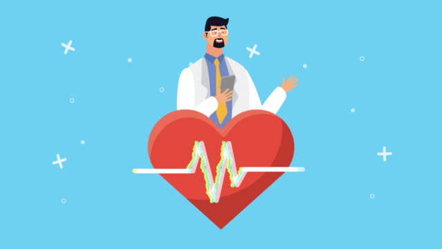 Arzt-mit-Smartphone-Gesundheitsversorgung-online-und-Herz-Kardio