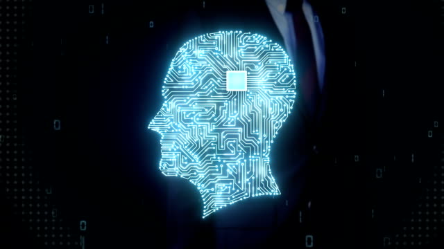 Businessman-touching-Brain-head-connect-digital-lines,-artificial-intelligence