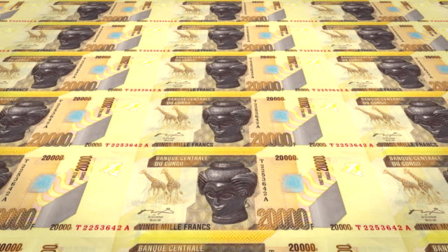 Billetes-de-20-mil-francos-congoleños-del-Congo,-dinero-en-efectivo,-lazo