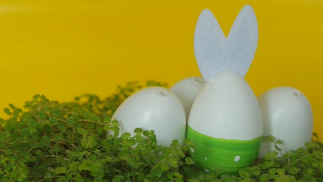 Osterhase-mit-dekorativen-Eiern.