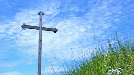 Crucifixion-of-Jesus-Christ.-The-sky-background.-Religious-concept.