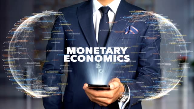 Geschäftsmann-Hologramm-Concept-Economics-Währungsökonomie