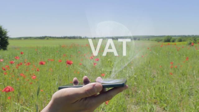 Hologramm-der-Mehrwertsteuer-auf-einem-Smartphone
