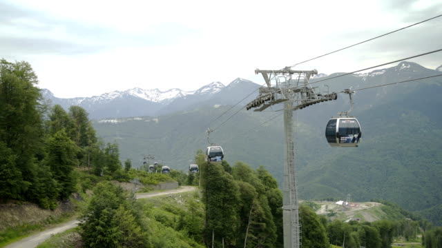 Mountain-ski-resort-and-Cable-car-with-cabins