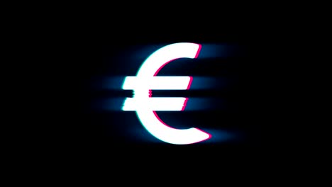 URO-Europäische-Währung-Symbol-auf-Glitch-Retro-Vintage-Animation.