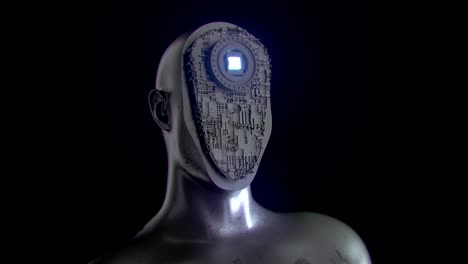 Renderizado-altamente-estilizado-de-un-cyborg-avanzado,-Android,-robot,-IA.