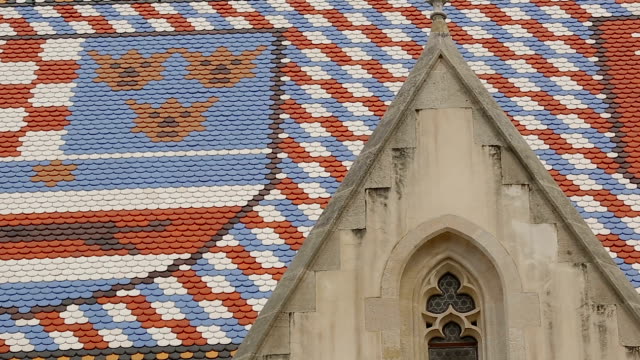 Tiles-of-St.-Mark's-church-with-coat-of-arms-of-Zagreb-and-countries-triune