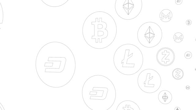 Endlos-wiederholbar-Hintergrund-aus-Zelle-mit-Kryptowährung-Symbolen