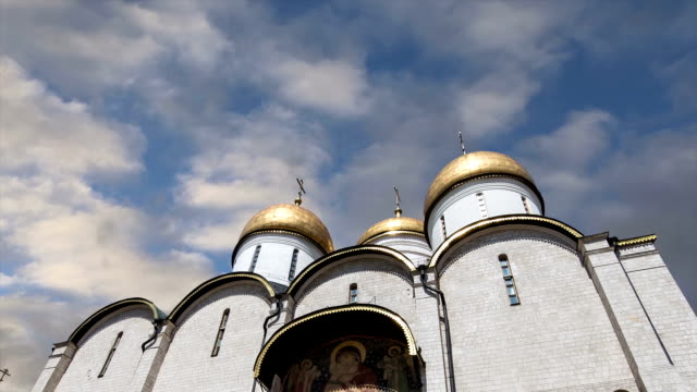 Assumption-Cathedral against-the-sky.-Inside-of-Moscow-Kremlin,-Russia