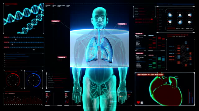 Scanning-front-body.-Human-lungs,-Pulmonary-in-digital-display-dashboard.