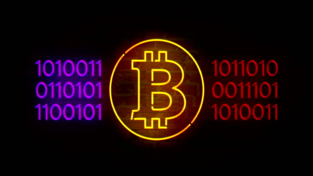 Bitcoin-Mining-Konzept-Neon-Licht