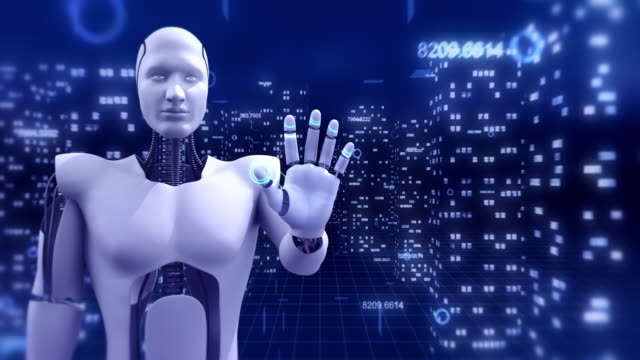Robot-humanoide-AI-analizando-datos-del-mercado-de-valores