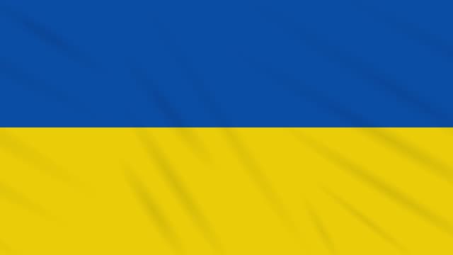 Bandera-de-Ucrania-ondeando-fondo-de-tela,-bucle