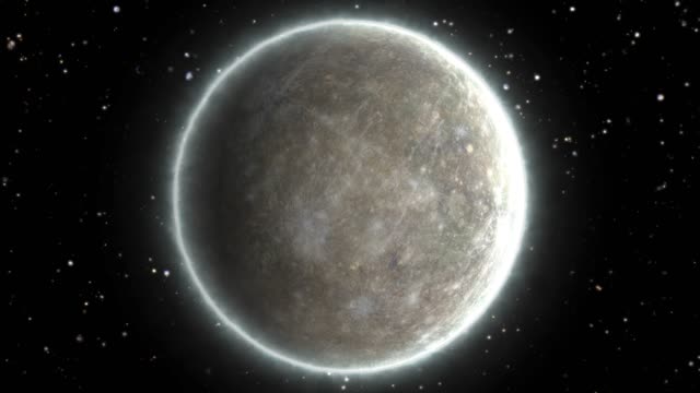 Schöne-Ansicht-von-Planet-Mercury-aus-Raum-Zeitraffer-und-Sterne---4K-nahtlose-Schleife-Bewegung-Hintergrundanimation