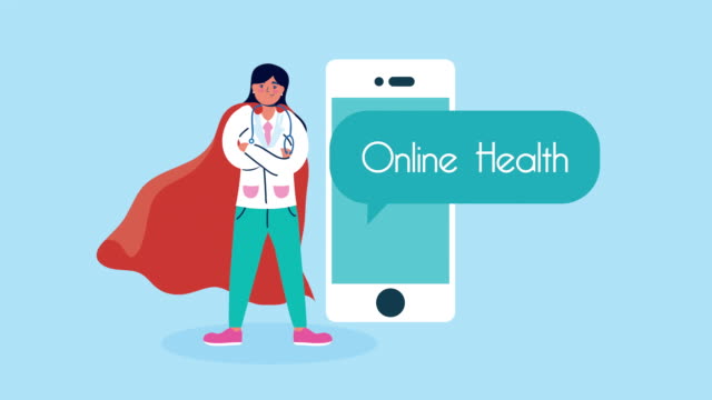 female-doctor-with-hero-cloack-in-smartphone-telemedicine